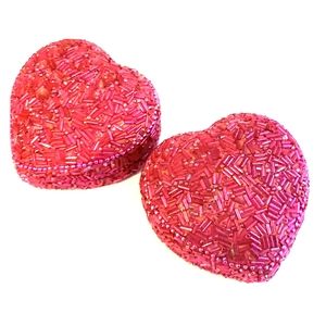 Set Of Two Beaded Heart Tins
